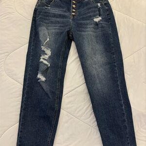 Classic Distressed Skinny Jeans in Blue